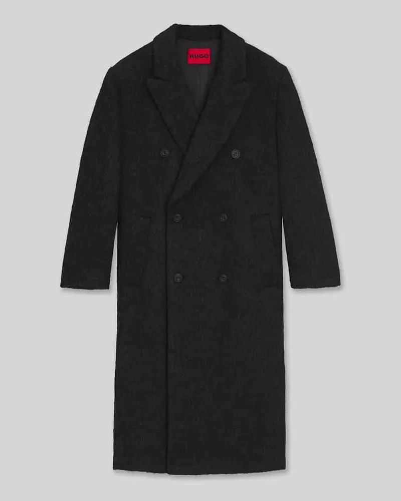 HUGO BOSS Relaxed Fit Wollmantel mit Alpaka-Anteil Modell 'MANUS2541 Black