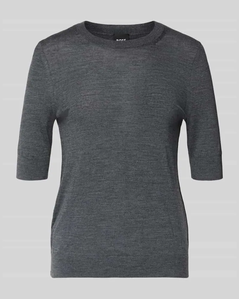 HUGO BOSS Regular Fit Pullover aus reiner Schurwolle Modell 'FARBELLA Dunkelgrau