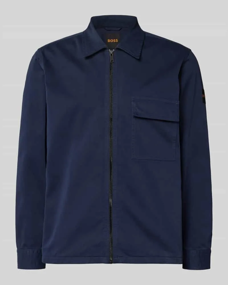 HUGO BOSS Regular Fit Hemdjacke aus reiner Baumwolle Modell 'M_LORUM Marine
