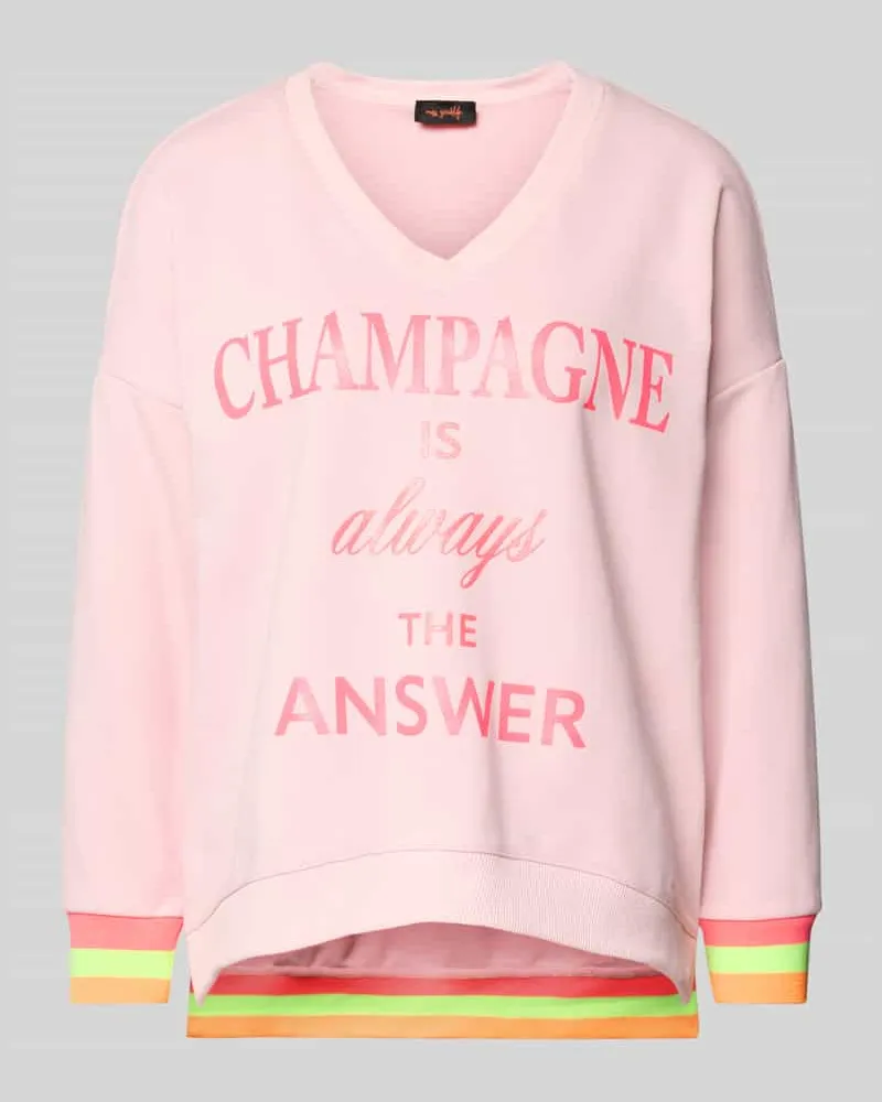 Miss Goodlife Oversized Sweatshirt mit V-Ausschnitt Hellrosa