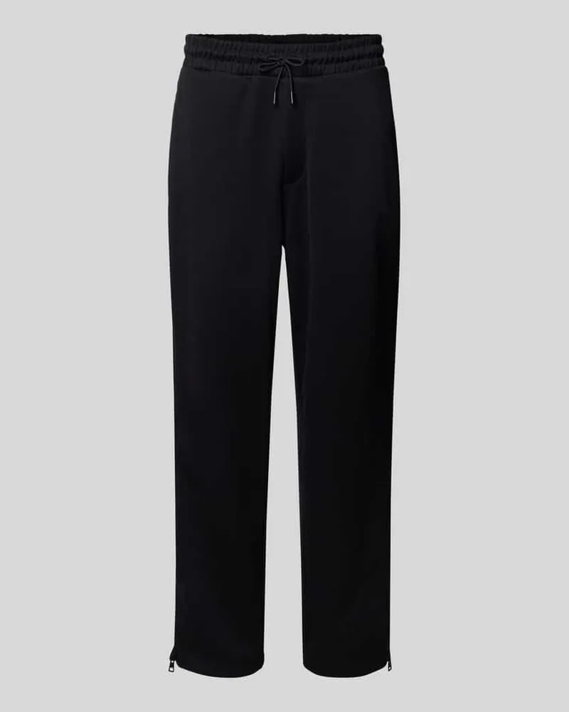 HUGO BOSS Relaxed Fit Sweatpants mit Reißverschluss am Beinabschluss Modell 'DOLOS Black