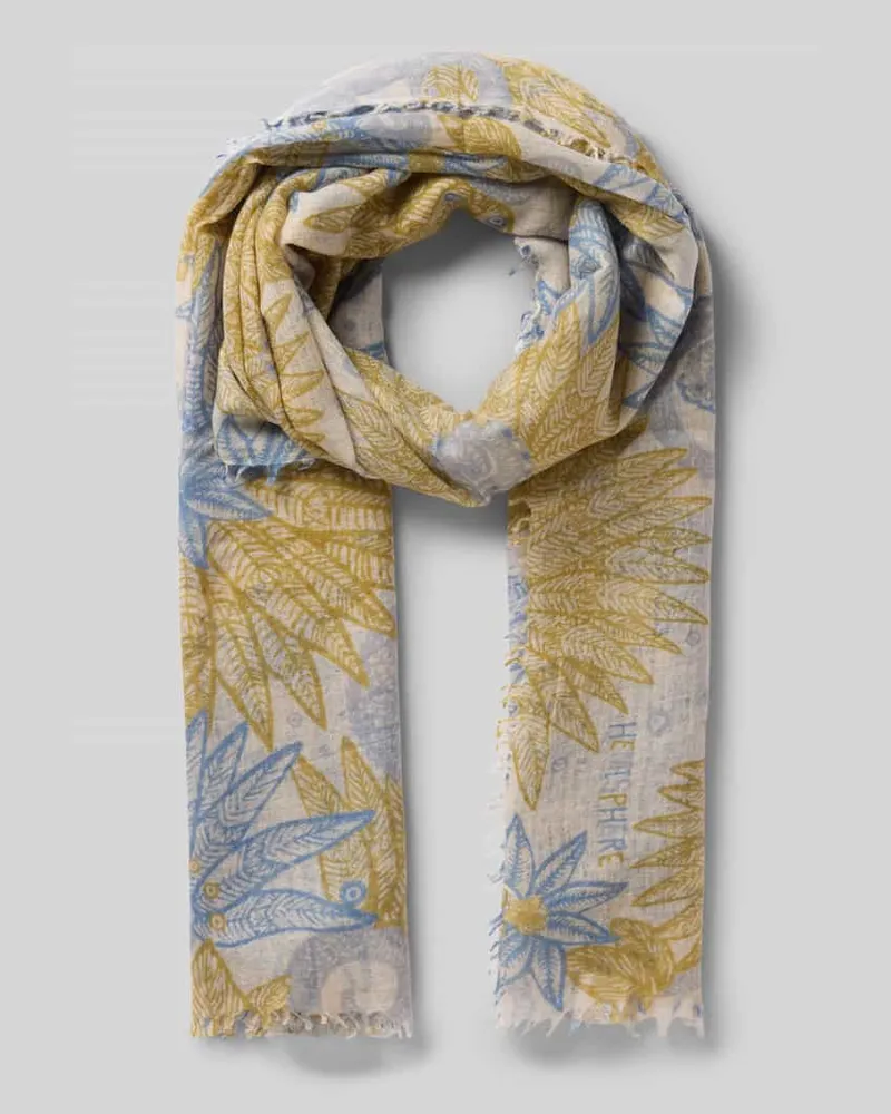 hemisphere Schal im Allover-Look mit Fransen Hellblau