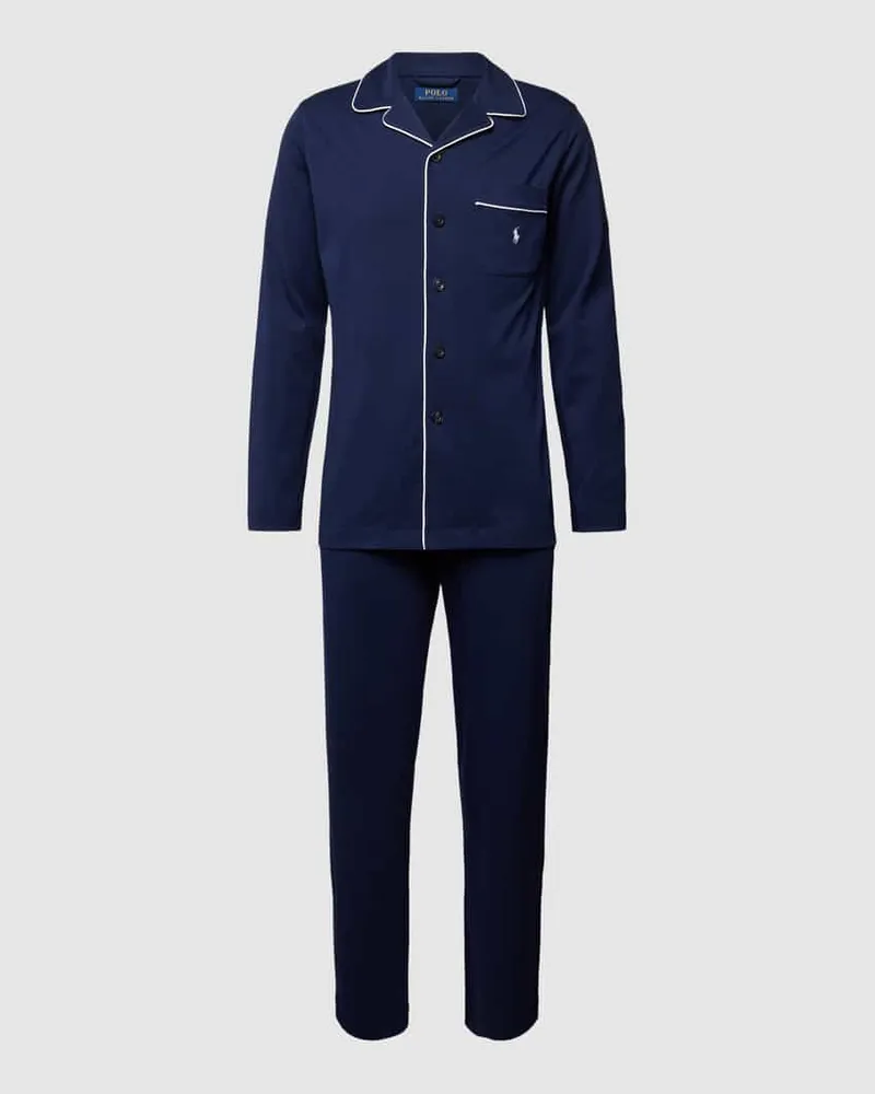 Ralph Lauren Pyjama mit Allover-Muster Modell 'PIPING Dunkelblau