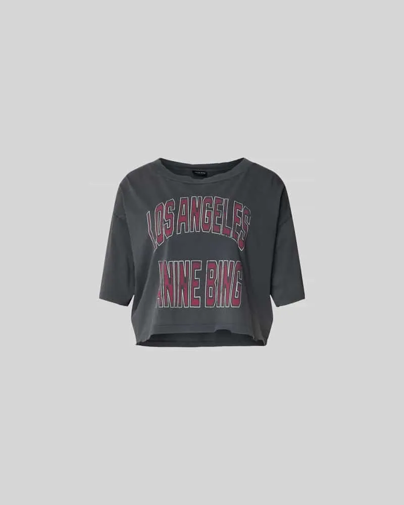 Anine Bing Cropped T-Shirt mit Logo-Print Black