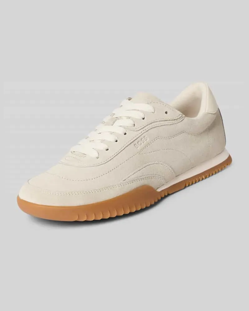 HUGO BOSS Ledersneaker mit Label-Prägung Modell 'Carlynn Weiss