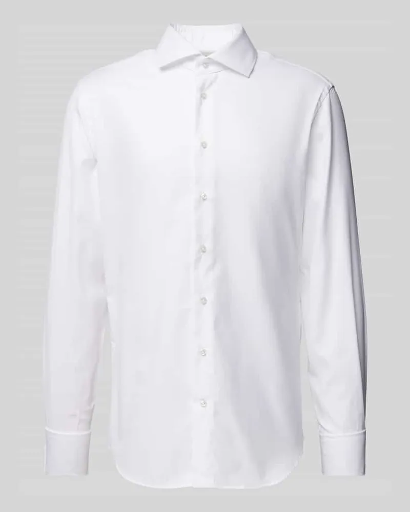 Profuomo Slim Fit Businesshemd aus Twill Weiss