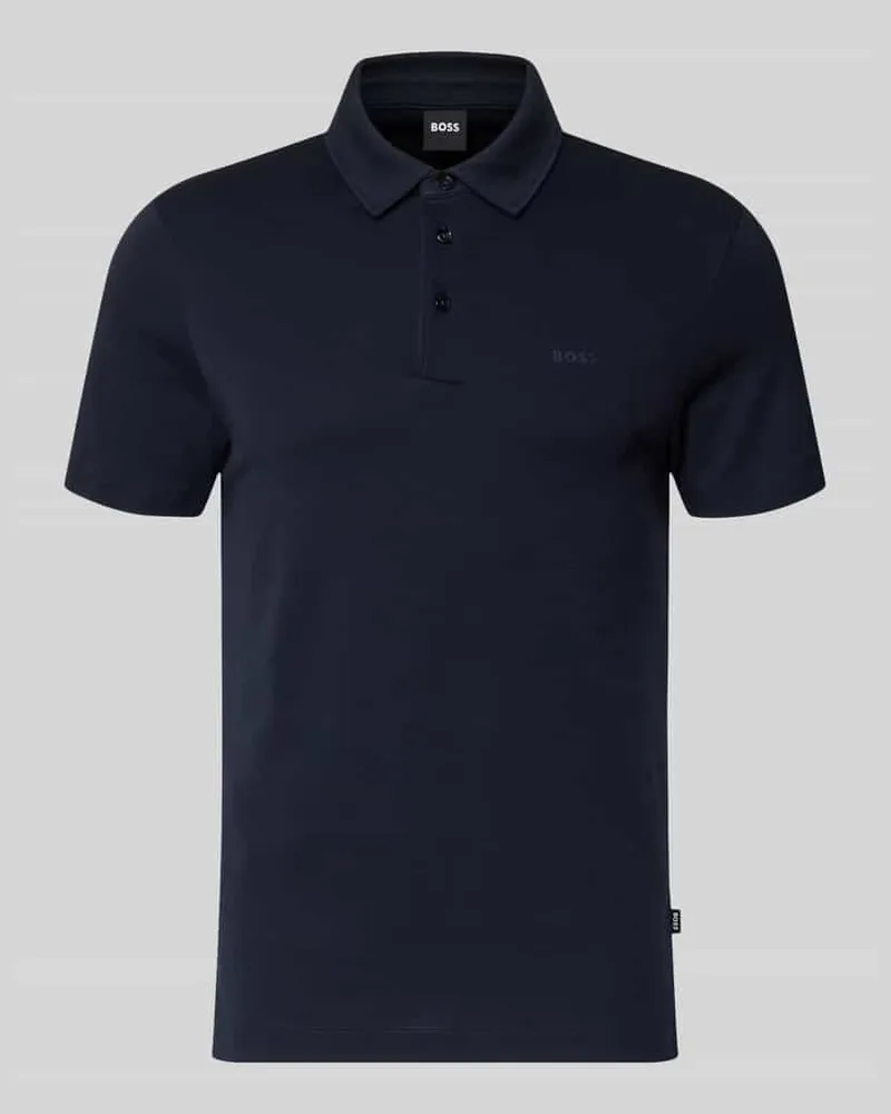 HUGO BOSS Poloshirt mit Brand-Schriftzug Dunkelblau