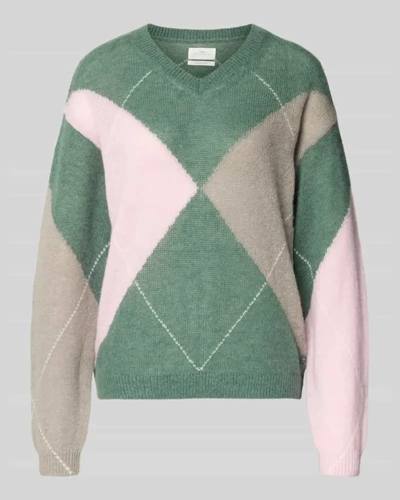 Fynch-Hatton Wollpullover mit gerippten Abschlüssen Schilf