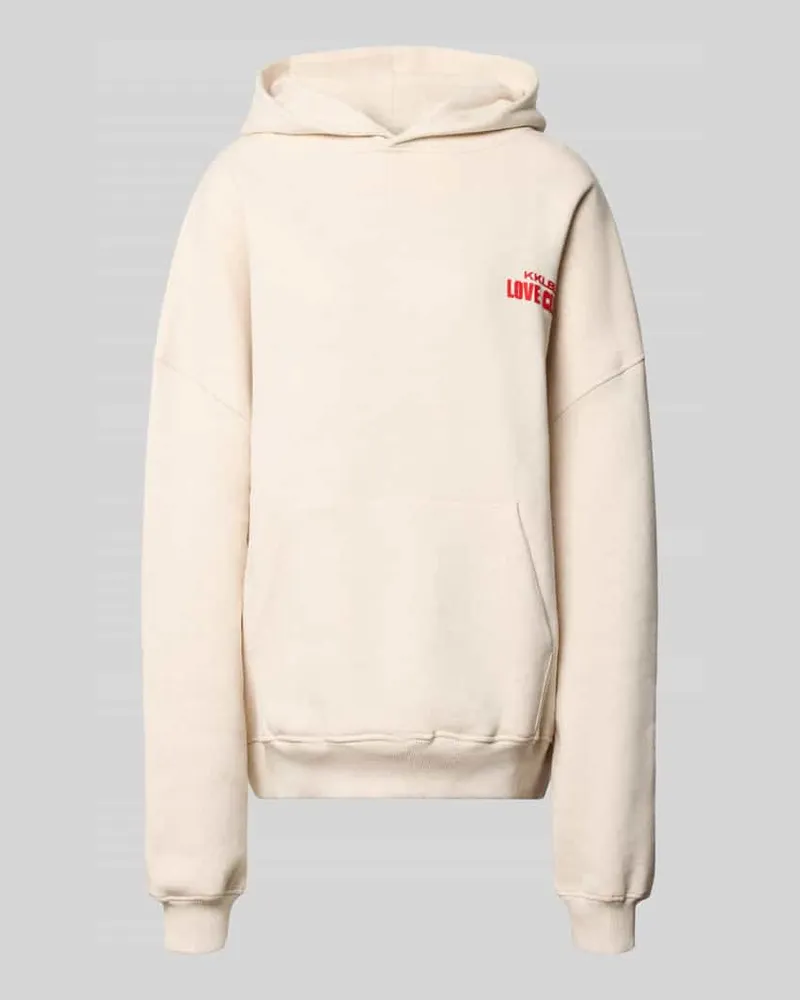 Karo Kauer Hoodie mit Statement-Print Modell 'Love Club Beige