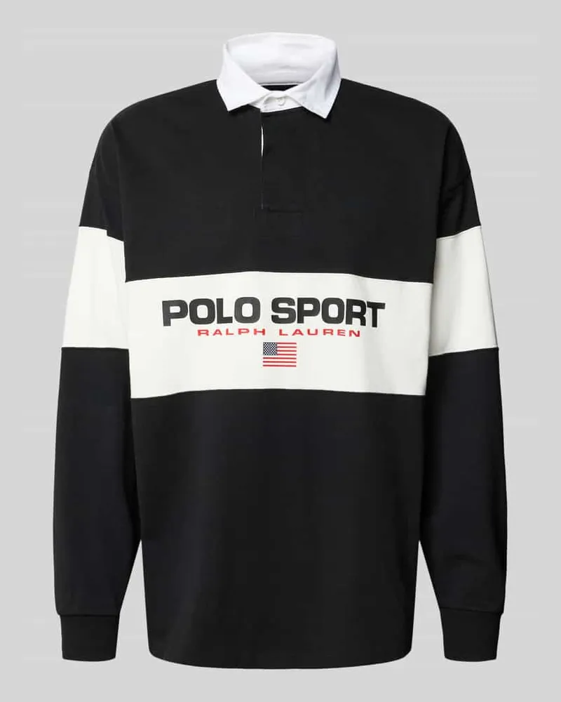 Ralph Lauren Sweatshirt mit Polokragen und Label-Print Black
