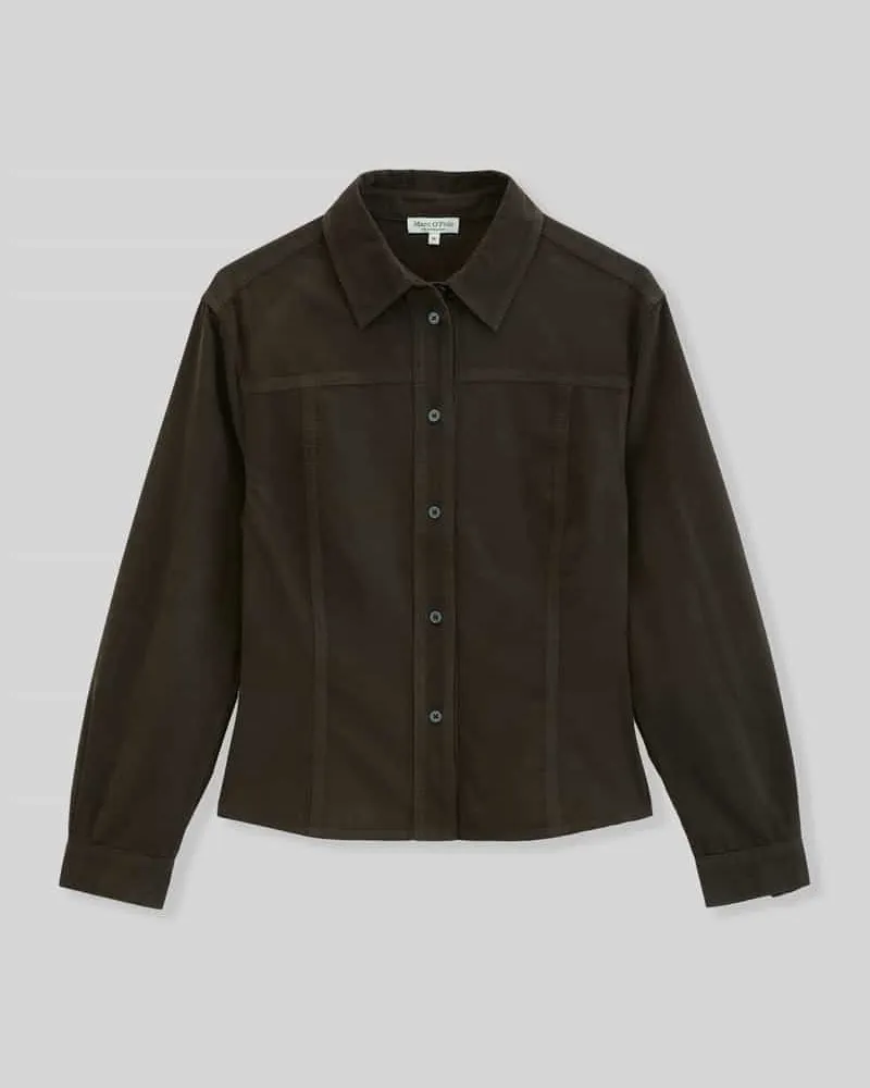 Marc O'Polo Regular Fit Langarmbluse aus reiner Baumwolle Dunkelbraun