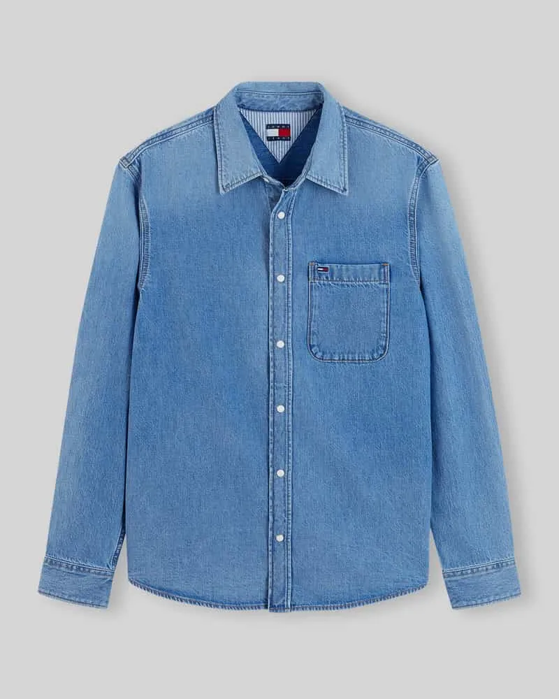 Tommy Hilfiger Regular Fit Jeanshemd aus reiner Baumwolle Jeansblau