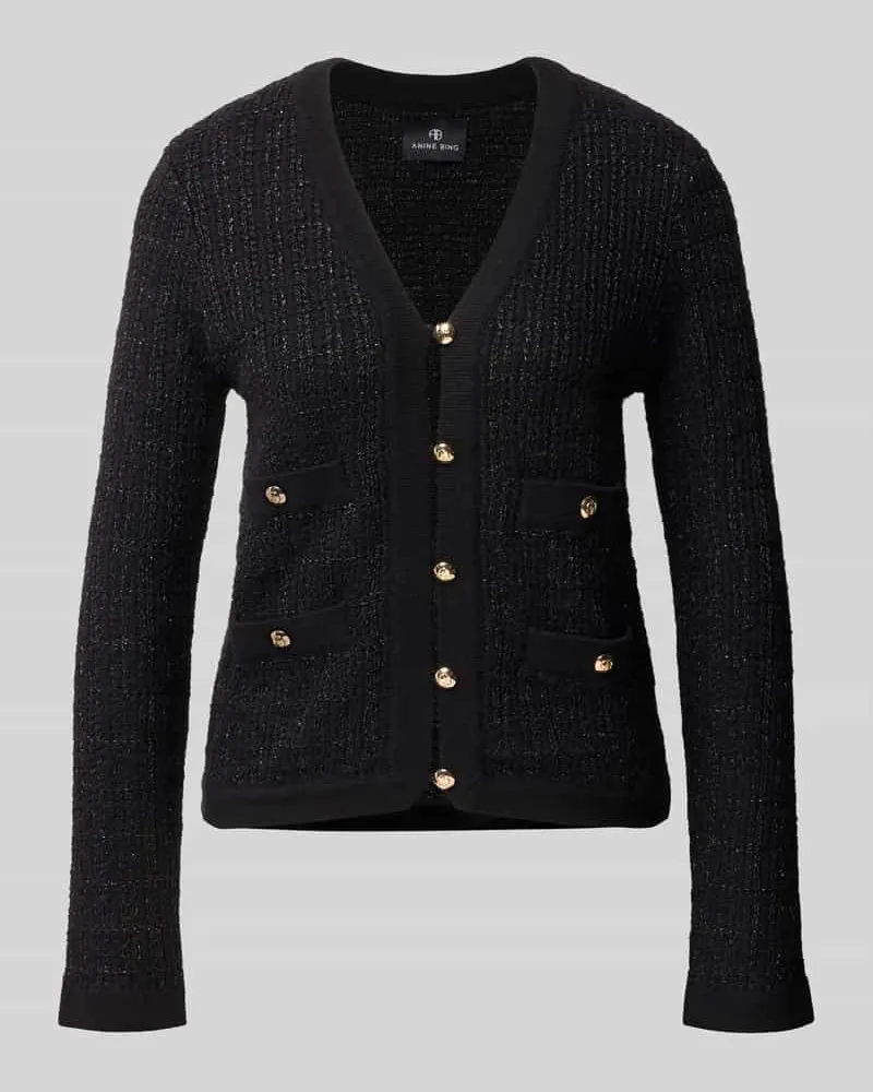 Anine Bing Cardigan mit goldfarbenen Zierknöpfen Modell 'Tessa Black