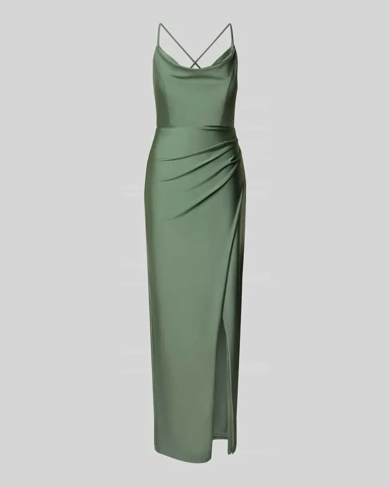 Vera Mont Abendkleid mit Wasserfall-Ausschnitt und Gehschlitz Hellgruen