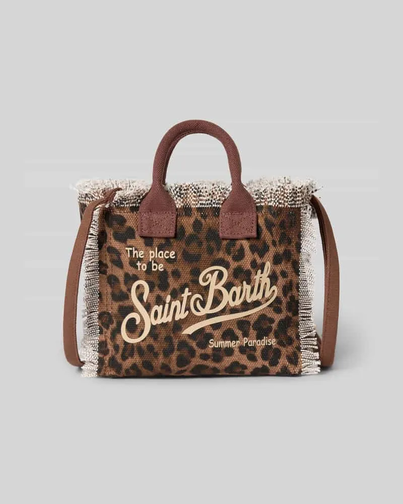 MC2 Saint Barth Handtasche mit Fransen und Label-Print Modell 'VANITY MINI Dunkelbraun