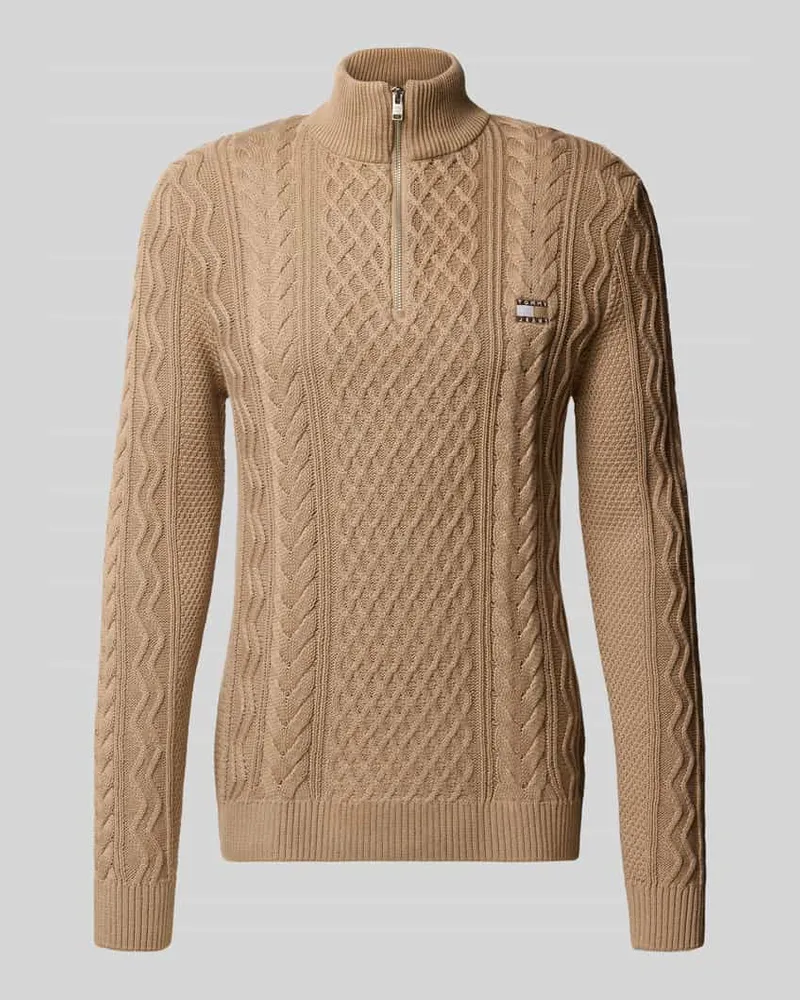 Tommy Hilfiger Regular Fit Strickpullover aus reiner Baumwolle Beige