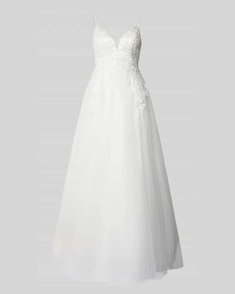 LUXUAR Brautkleid mit Details aus Spitze Offwhite