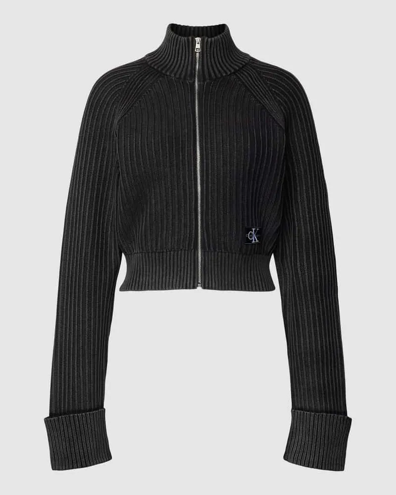 Calvin Klein Cardigan mit durchgehendem Reißverschluss Black