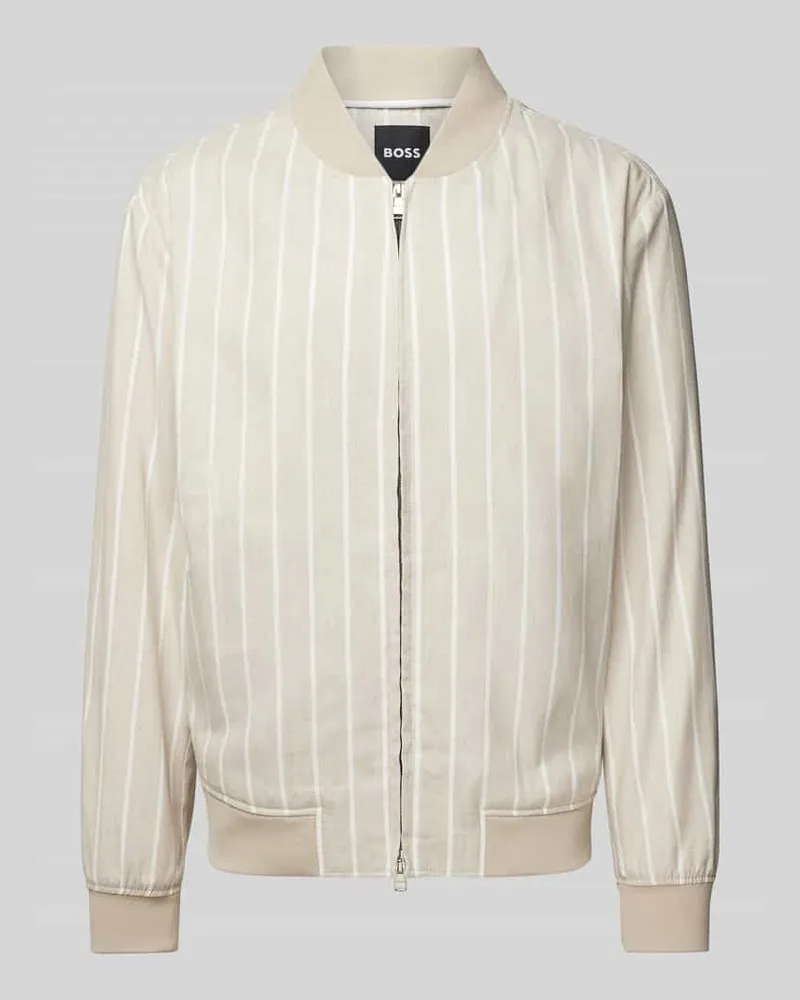 HUGO BOSS Blouson mit Streifenmuster und Zweiwege-Reißverschluss Beige