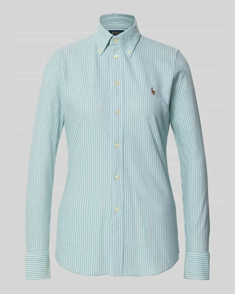 Ralph Lauren Slim Fit Bluse mit Button-Down-Kragen Gruen