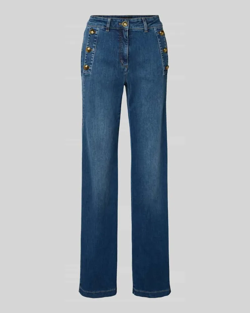 Luisa Cerano Flared Cut Jeans mit Knöpfen und Gesäßtaschen Blau