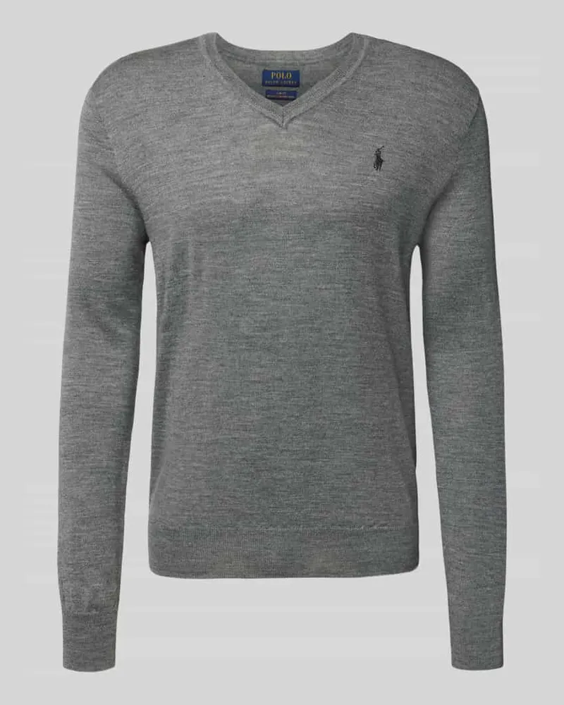 Ralph Lauren Strickpullover aus Wolle mit V-Ausschnitt Hellgrau