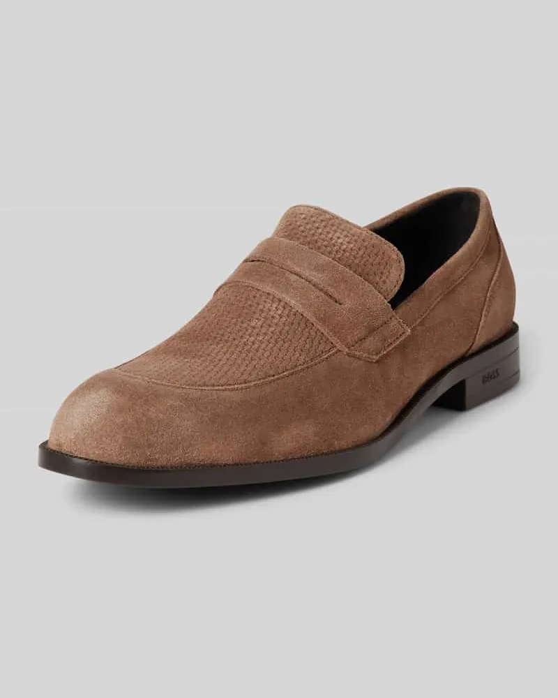 HUGO BOSS Loafers mit Strukturmuster Modell 'TAYIL Beige