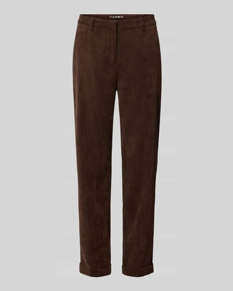 Cambio Regular Fit Cordhose mit fixiertem Beinumschlag Modell 'KRYSTAL Schoko