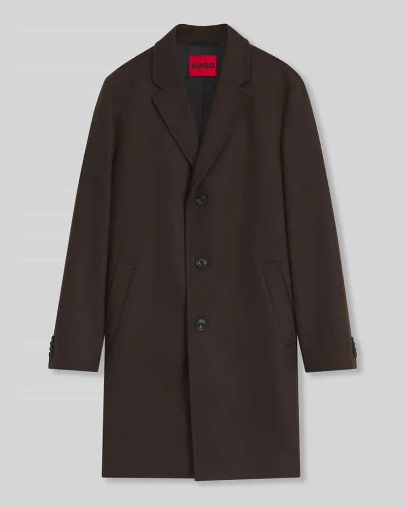 HUGO BOSS Wollmantel mit Label-Schriftzug Modell 'Malte2641 Dunkelbraun