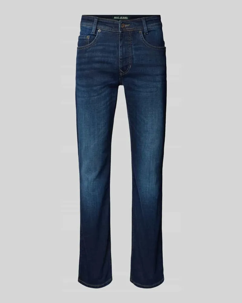 MAC Jeans Straight Fit Jeans im 5-Pocket-Design Modell 'ARNE Dunkelblau