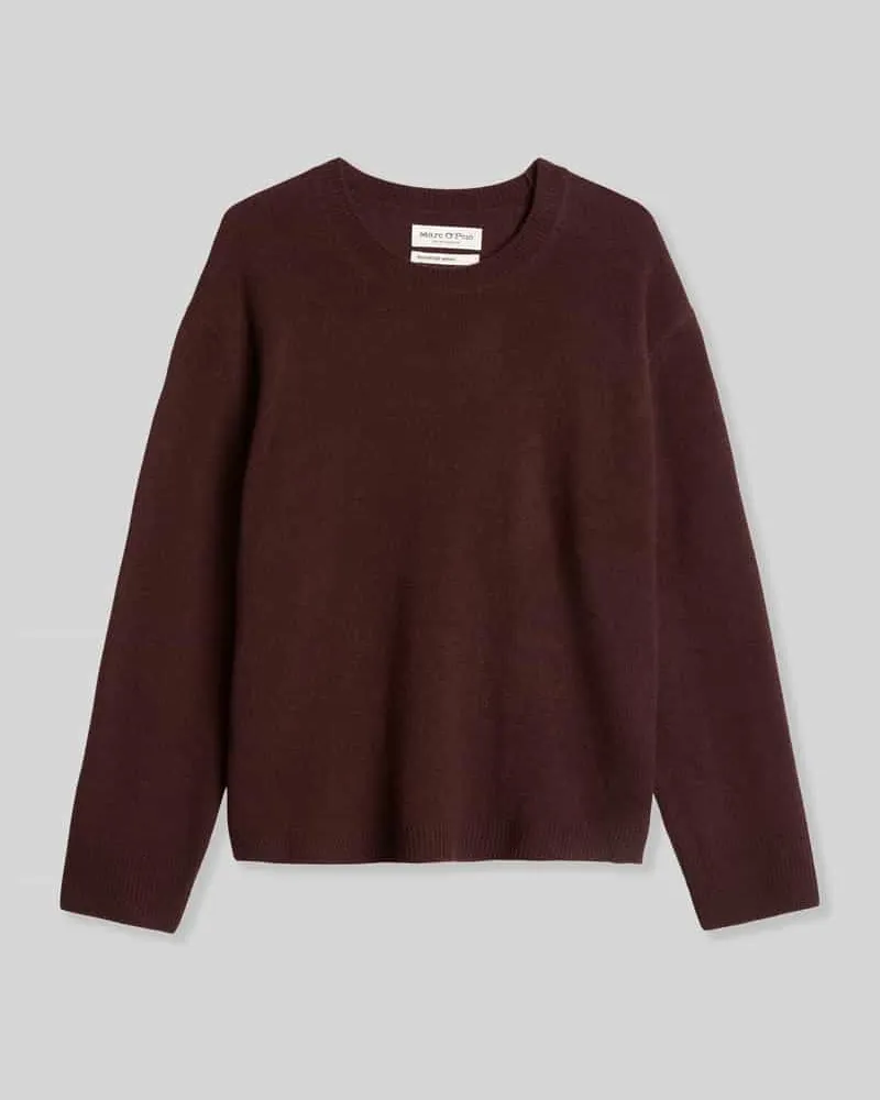 Marc O'Polo Loose Fit Pullover aus reiner Wolle Dunkelrot