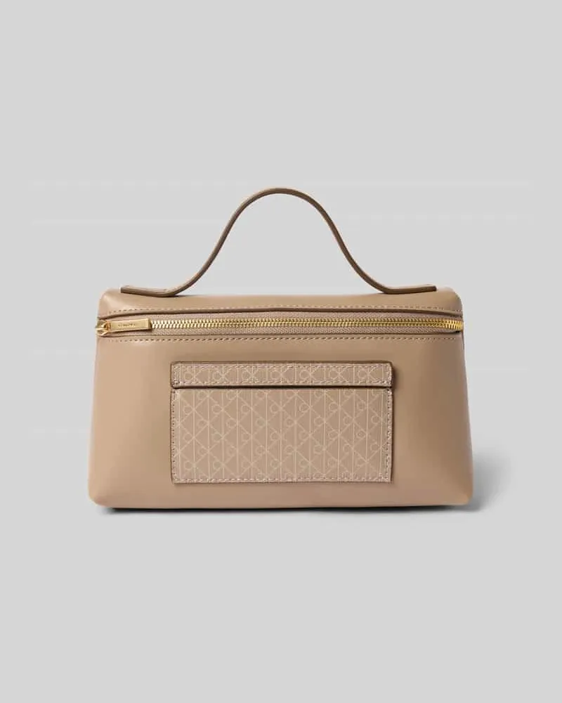 Calvin Klein Kosmetiktasche mit Logo-Muster und Tragehenkel Beige