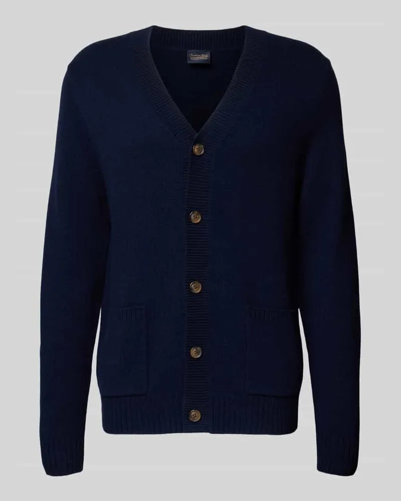 Christian Berg Strickjacke aus Wolle-Kaschmir-Mix mit V-Ausschnitt Marine