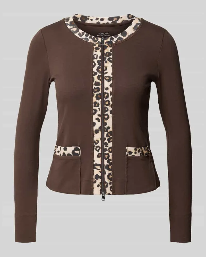 Marc Cain Slim Fit Longsleeve mit Zweiwege-Reißverschluss REMIX SPORTS E Mittelbraun
