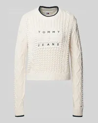 Tommy Hilfiger Strickpullover mit Zopfmuster Modell 'BUBBLE CABLE FLAG Offwhite