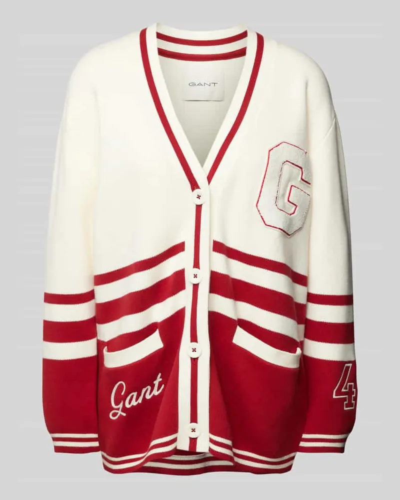 Gant Cardigan mit Label-Stitching Offwhite
