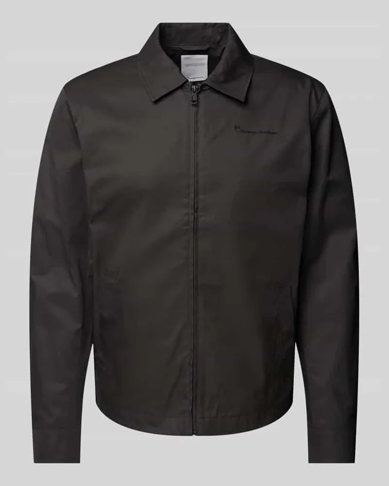 Knowledge Cotton Apparel Bomberjacke mit Label-Stitching Modell 'WAXED CANVAS Khaki