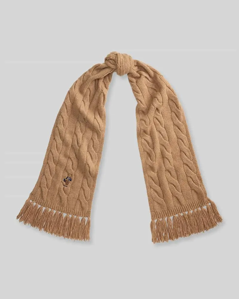 Ralph Lauren Schal aus Woll-Mix mit Polo-BEAR-Motiv Camel
