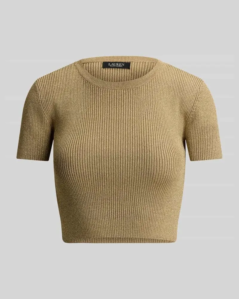 Ralph Lauren Slim Fit cropped T-Shirt aus glänzendem Viskose-Mix Gold