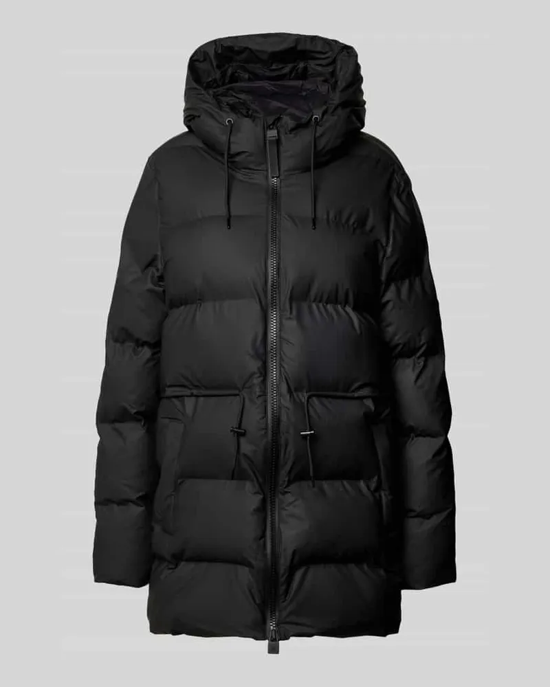RAINS Steppjacke mit Eingrifftaschen Modell 'Alta Long Black