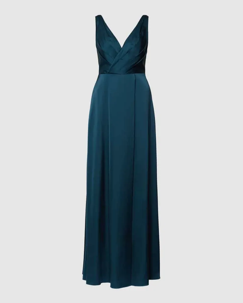 Unique Abendkleid in Wickel-Optik Petrol