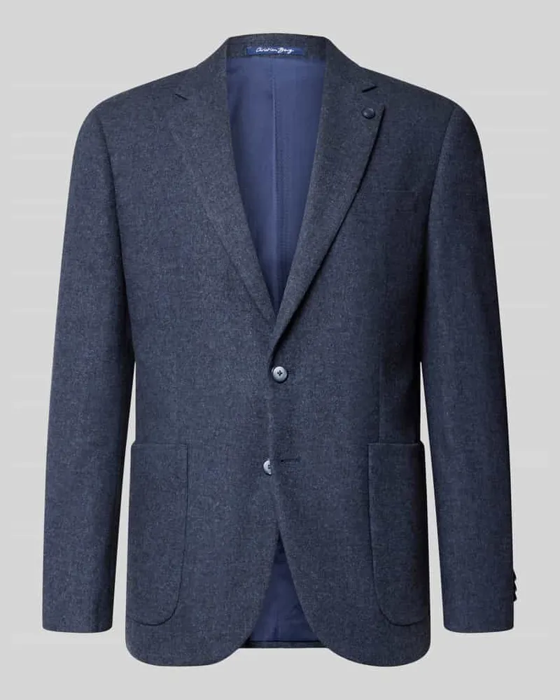 Christian Berg Sakko aus Polyester-Woll-Mix in Melange-Optik Blau