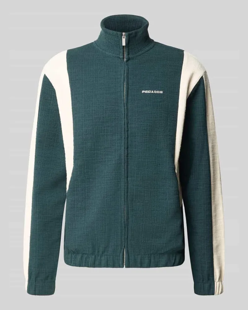 PEGADOR Regular Fit Sweatjacke aus Baumwoll-Mix Modell 'Martim Dunkelgruen
