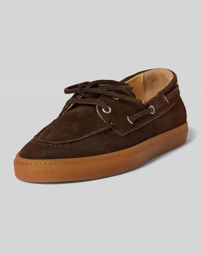 Copenhagen Slipper mit Schnürverschluss Modell 'Suede Dunkelbraun