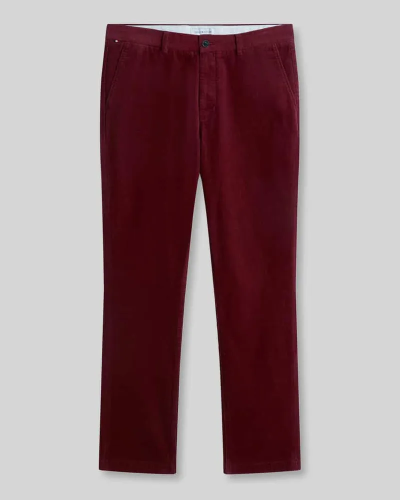 Tommy Hilfiger Slim Fit Cordhose aus Baumwoll-Mix Bordeaux