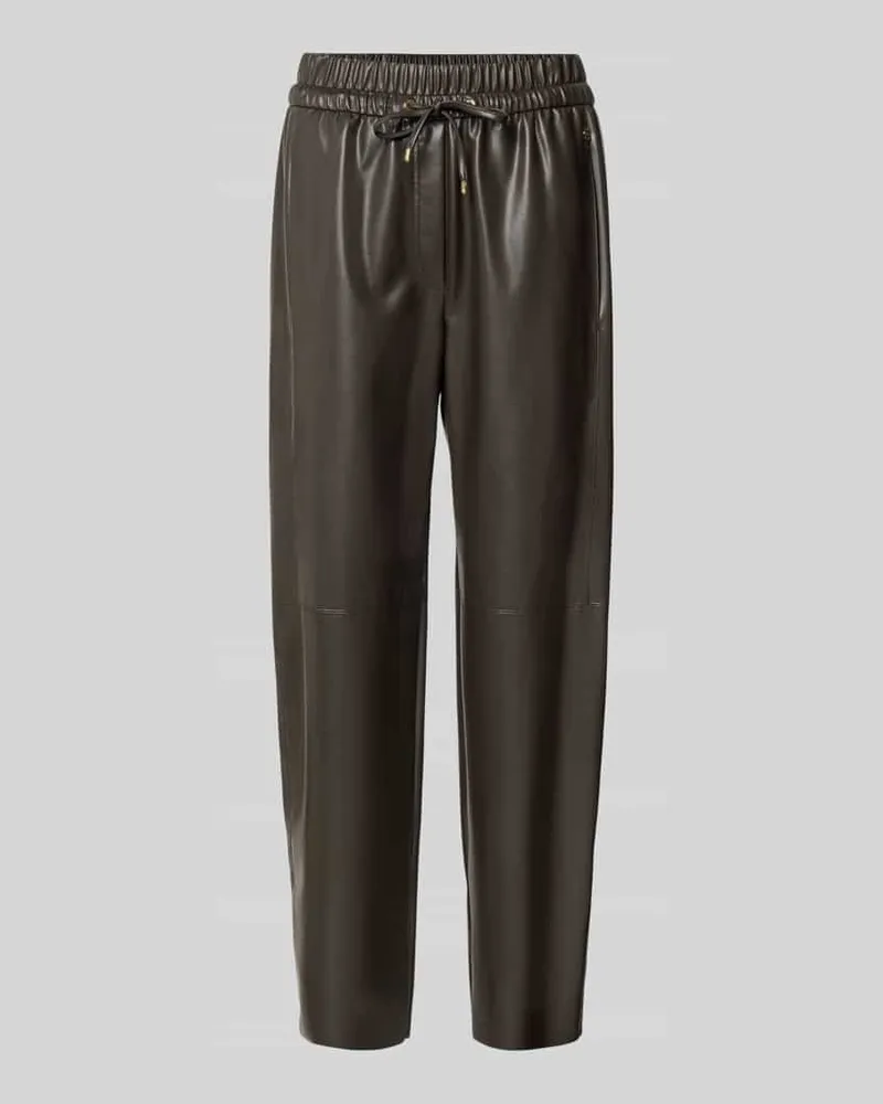 Marc Cain Tapered Fit Hose in Leder-Optik Dunkelbraun