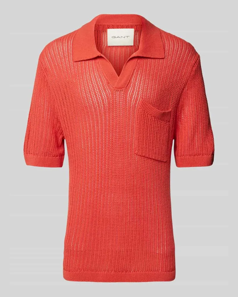 Gant Poloshirt aus Leinen-Mix in unifarbenem Design Orange