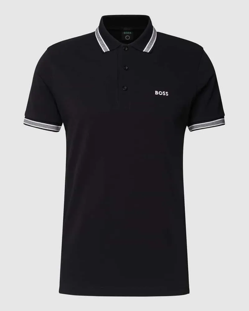 HUGO BOSS Regular Fit Poloshirt mit Label-Stitching Modell 'Paddy Dunkelblau