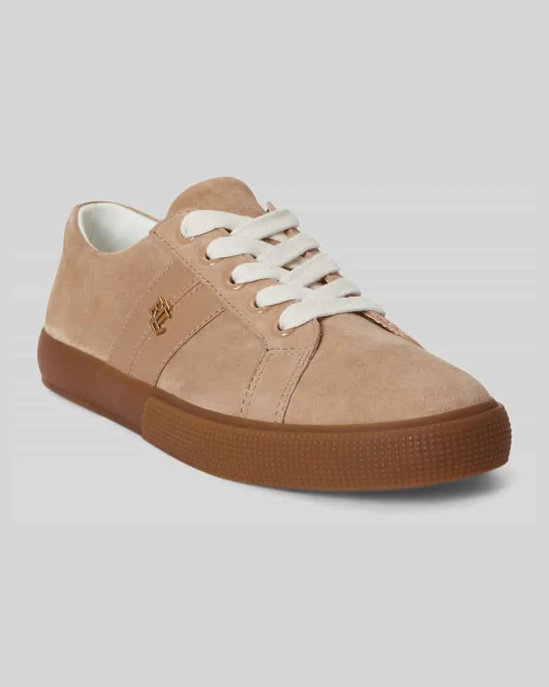 Ralph Lauren Sneaker aus echtem Veloursleder mit Logo-Detail Sand