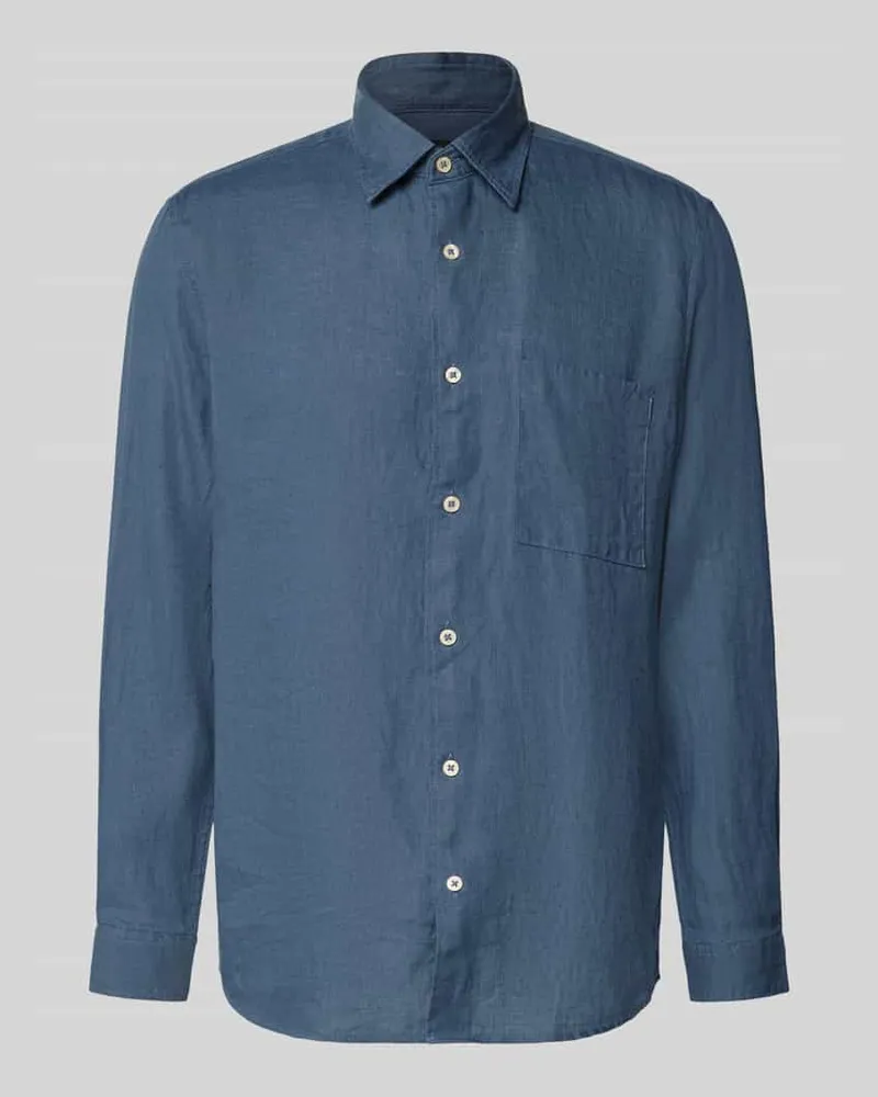 Marc O'Polo Regular Fit Freizeithemd aus reinem Leinen Petrol